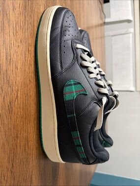 Nike Court Vision Lo with green, red, black plaid